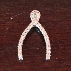 14k white gold wishbone necklace pendant